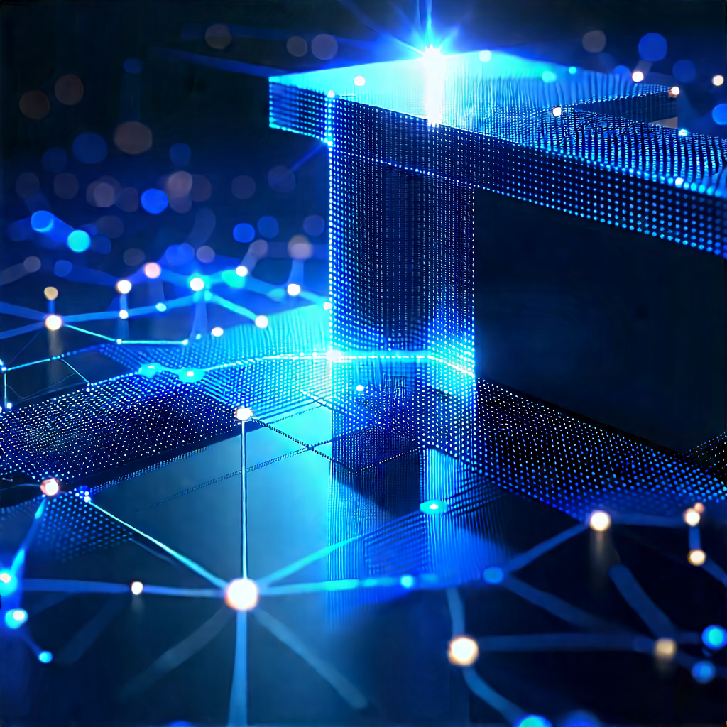 Blockchain Network Visualization With Blue Centerpiece