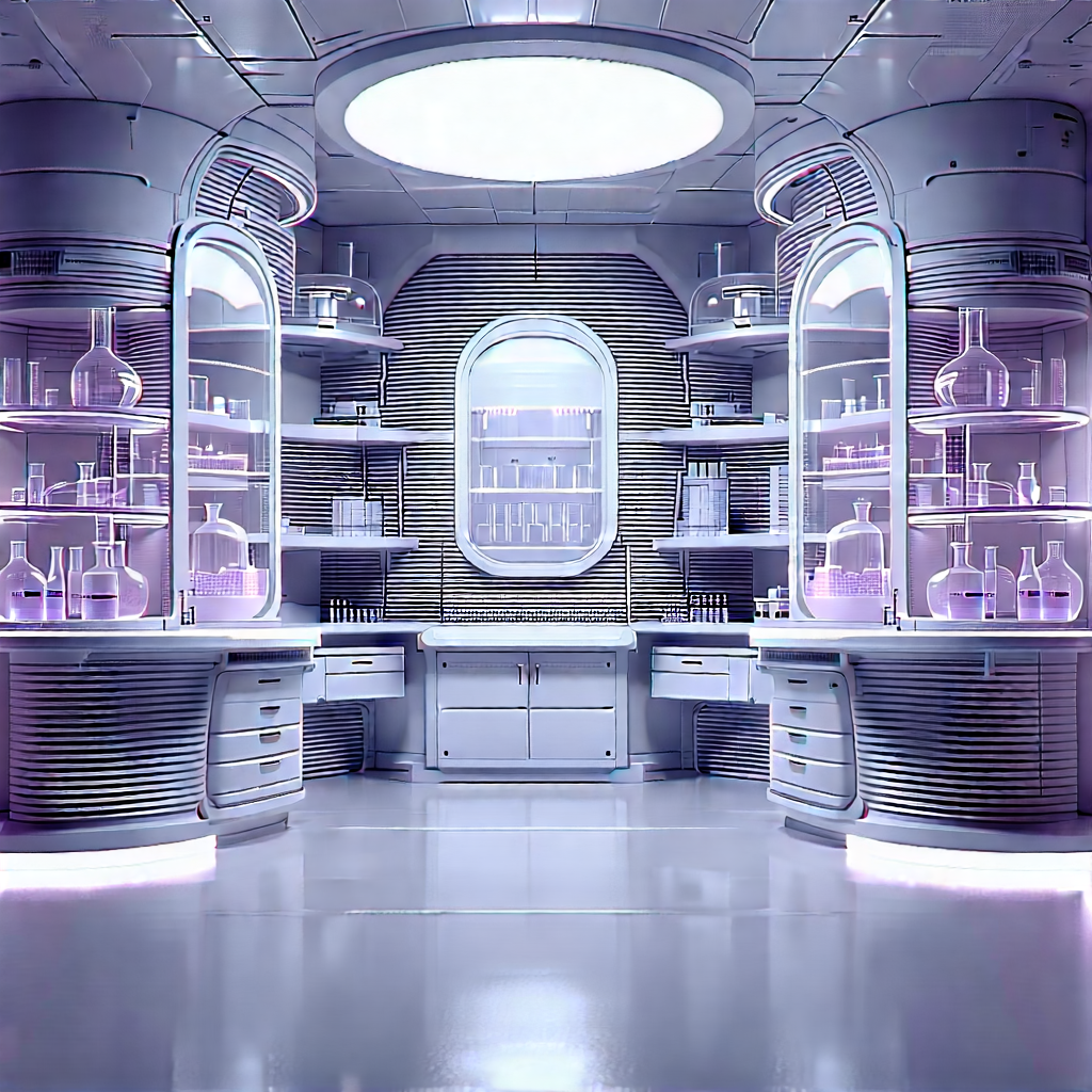 Futuristic Research Laboratory With Image, There