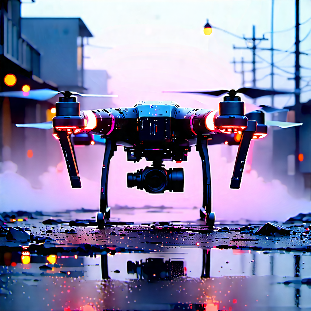 Drone With Digital Artwork With Drone Flying