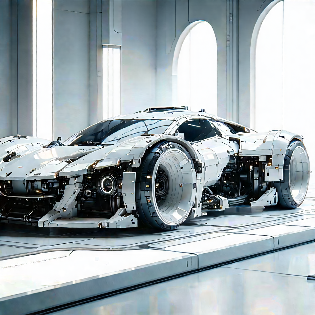 Automotive Technology In Design Studio With Futuristic White