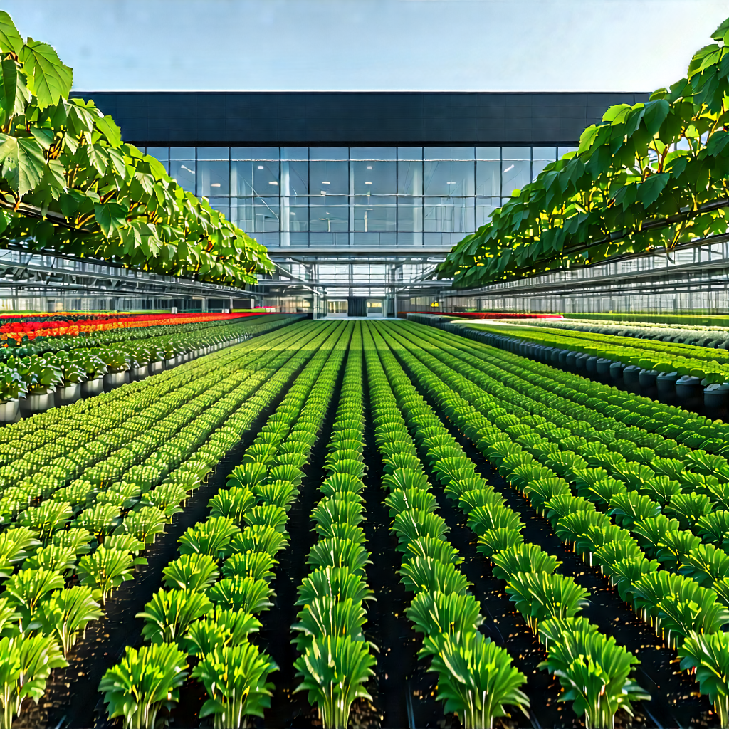 Agricultural Technology In Manufacturing Facility With Large Greenhouse