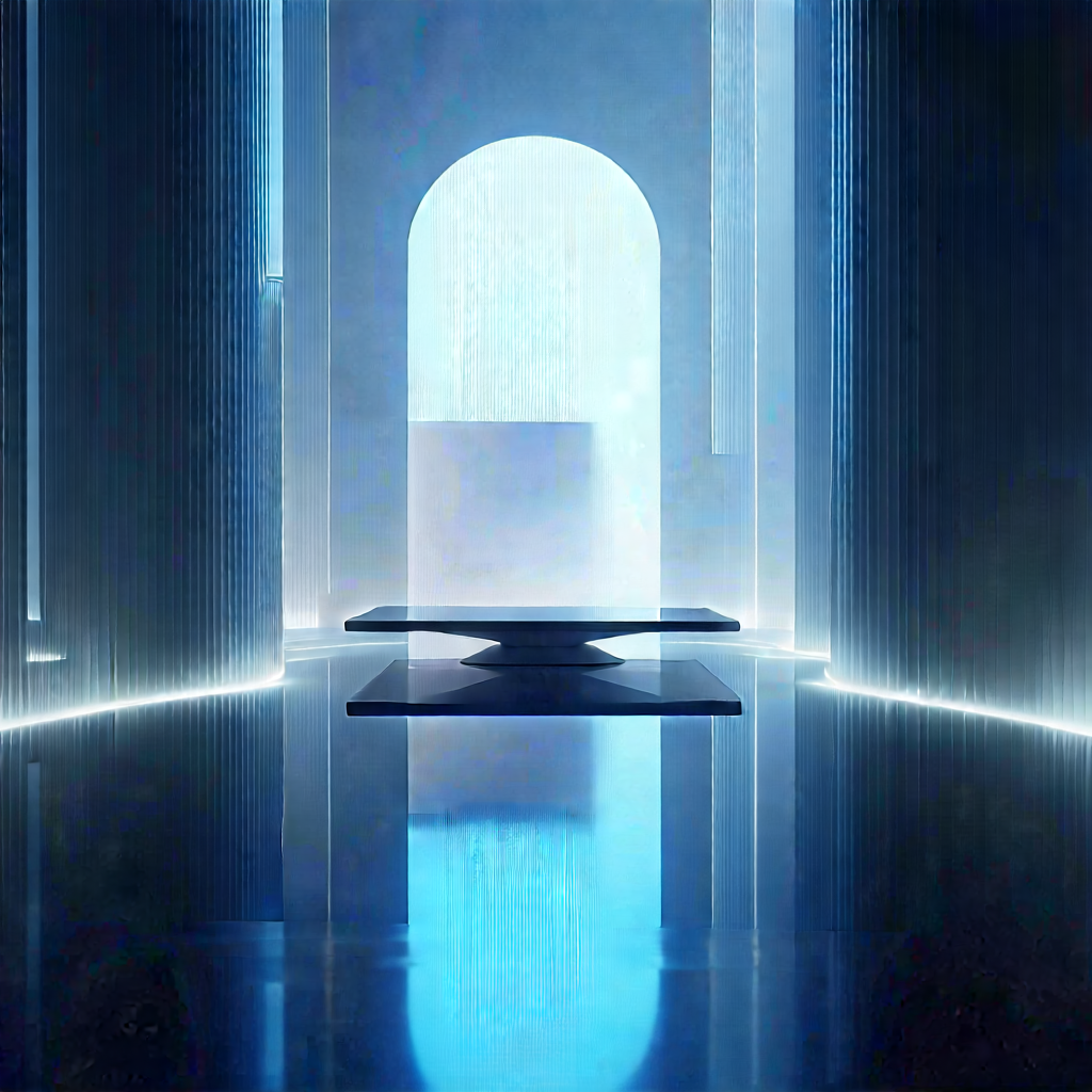 Futuristic Digital Workspace With Large, Open