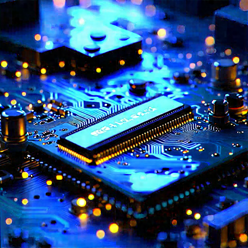 Close-up Of Electronic Circuit With Close-up Computer