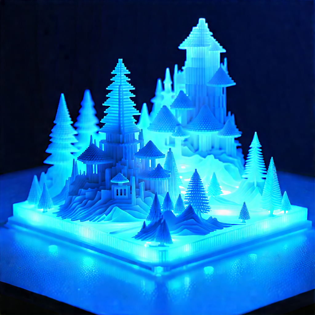 3d Printer With Blue Light (glow:1.18) With Blue Light