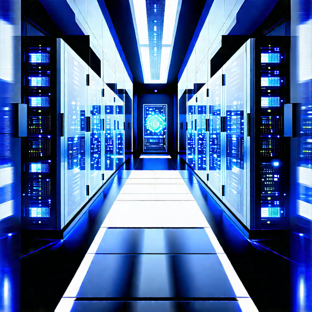 (futuristic:1.4) Server Room With Image, There