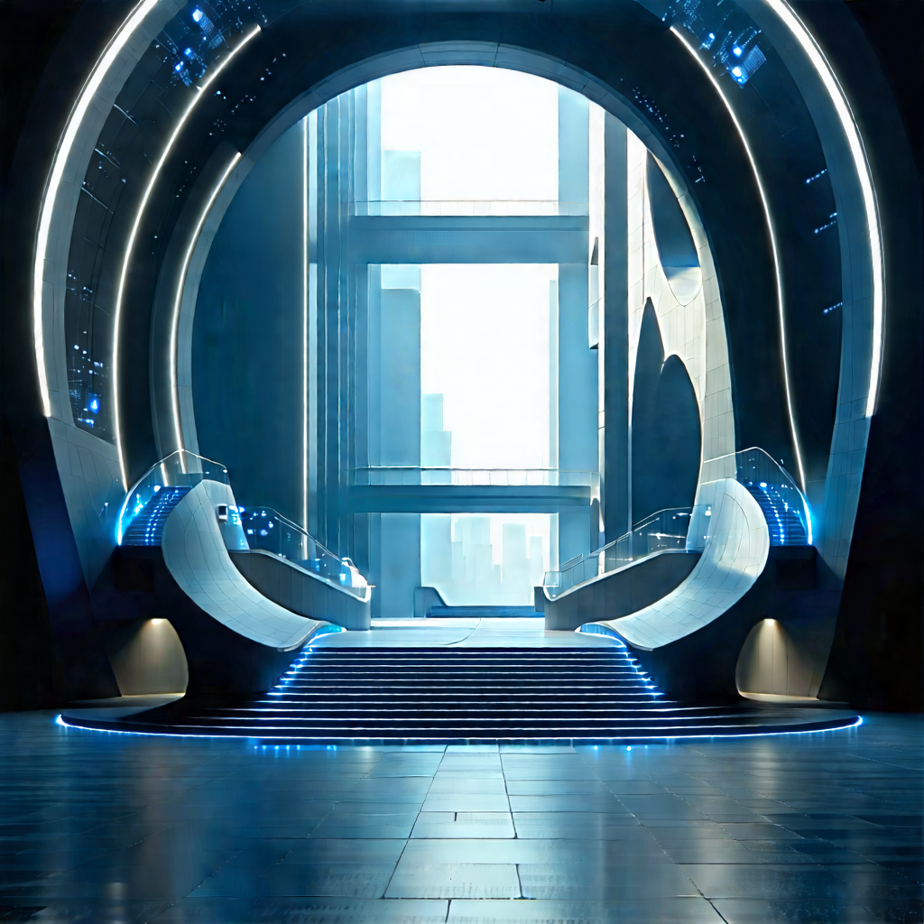 (futuristic:1.25) Innovation Hub With Image, There