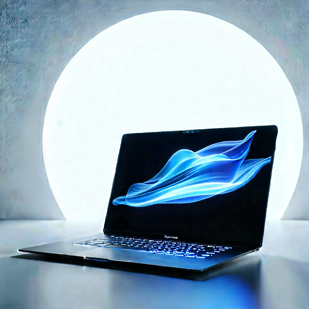 Laptop With Glowing Screen With Laptop Computer