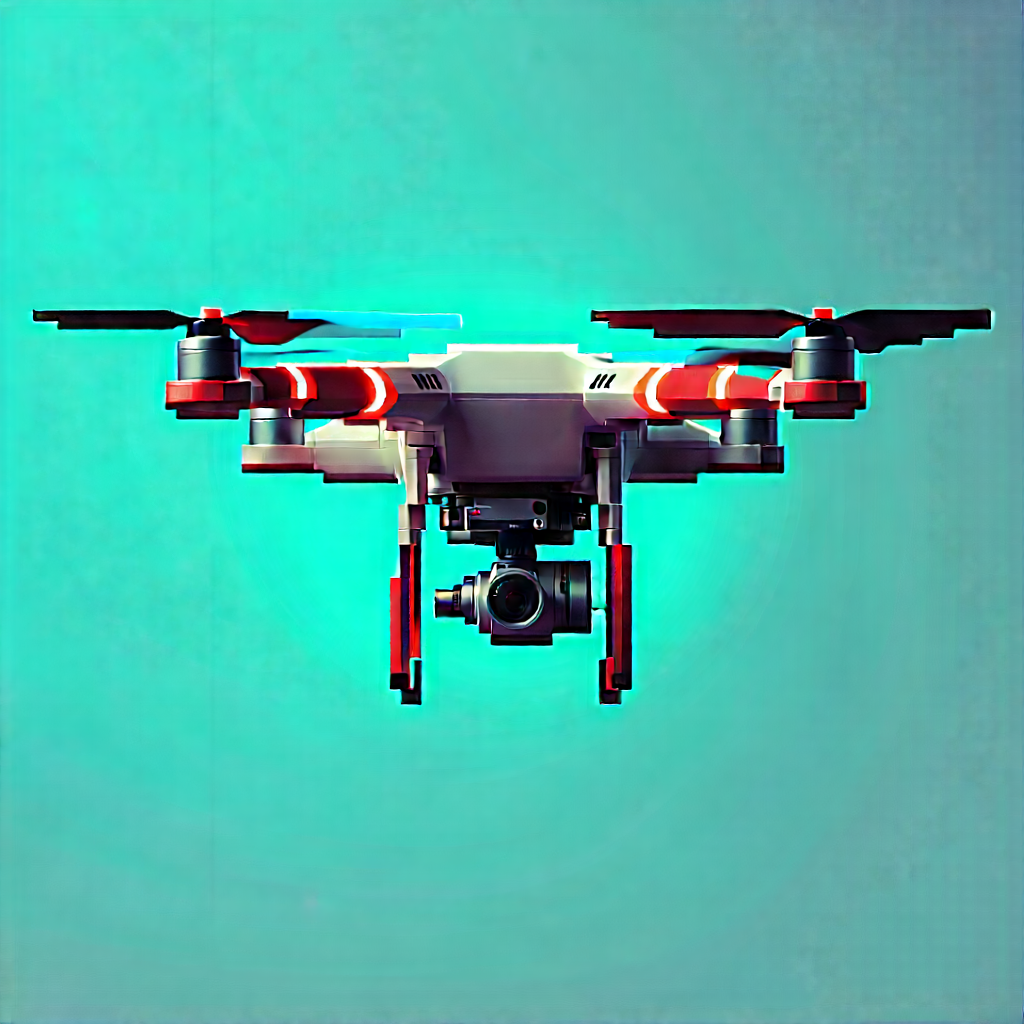 Drone With Data Visualization With White Drone