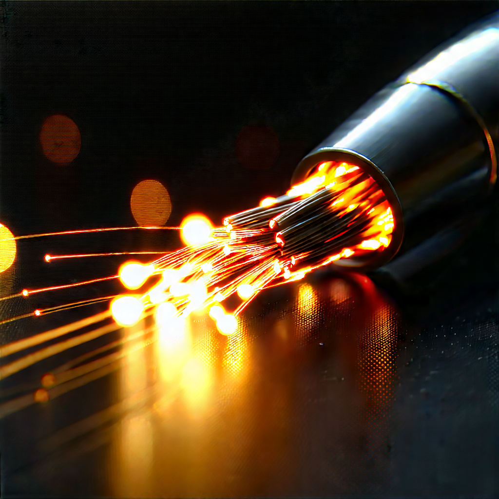 Close-up Of Fiber Optic Cables With Close-up Wire,