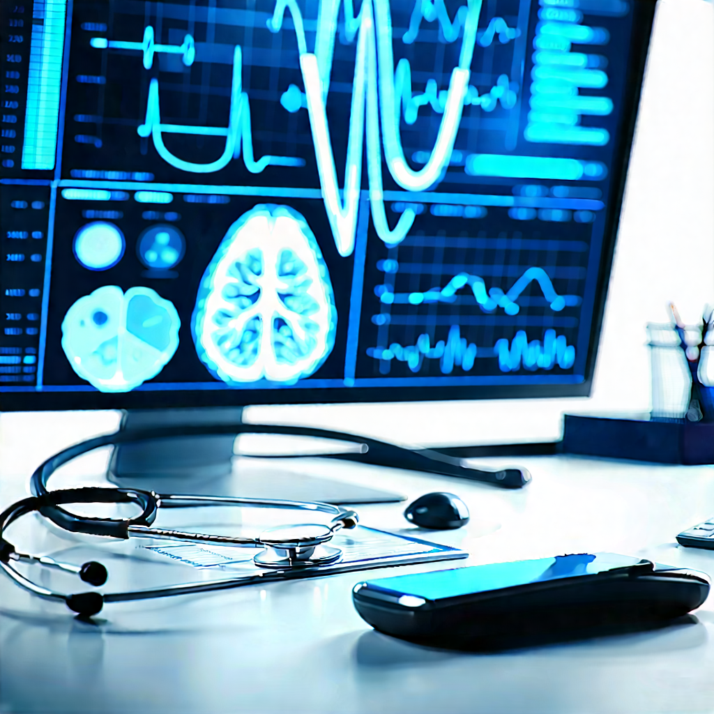 Healthcare Technology In Tech Office With Computer Monitor