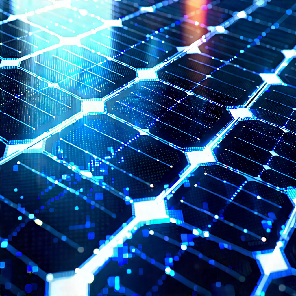 Solar Panel With Holographic Projection With Blue Solar