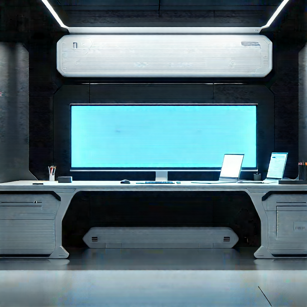Futuristic digital workspace