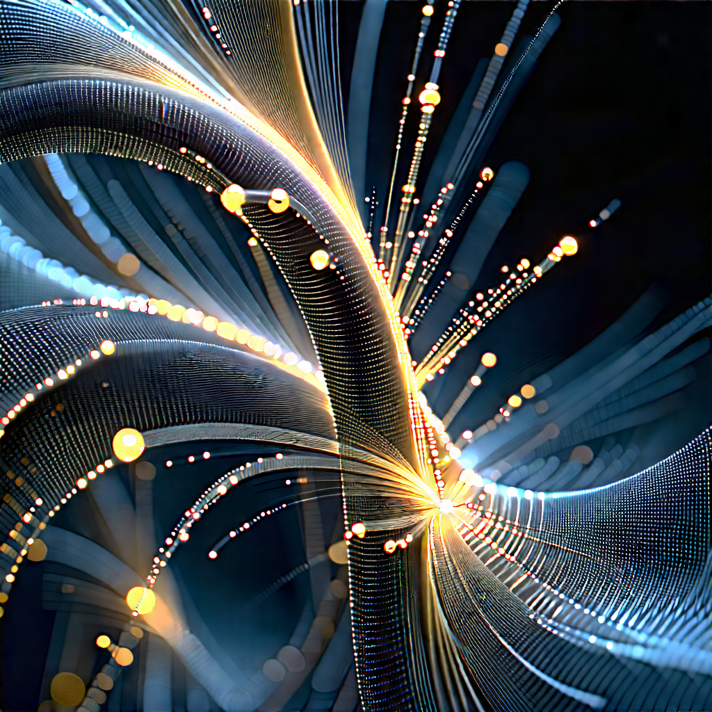 Close-up of fiber optic cables