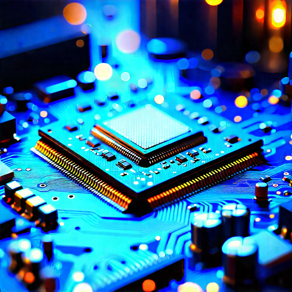 Close-up Of Microprocessor With Close-up Computer