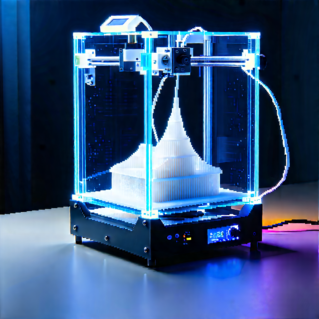 3d Printer With Data Streams With Printer Shown