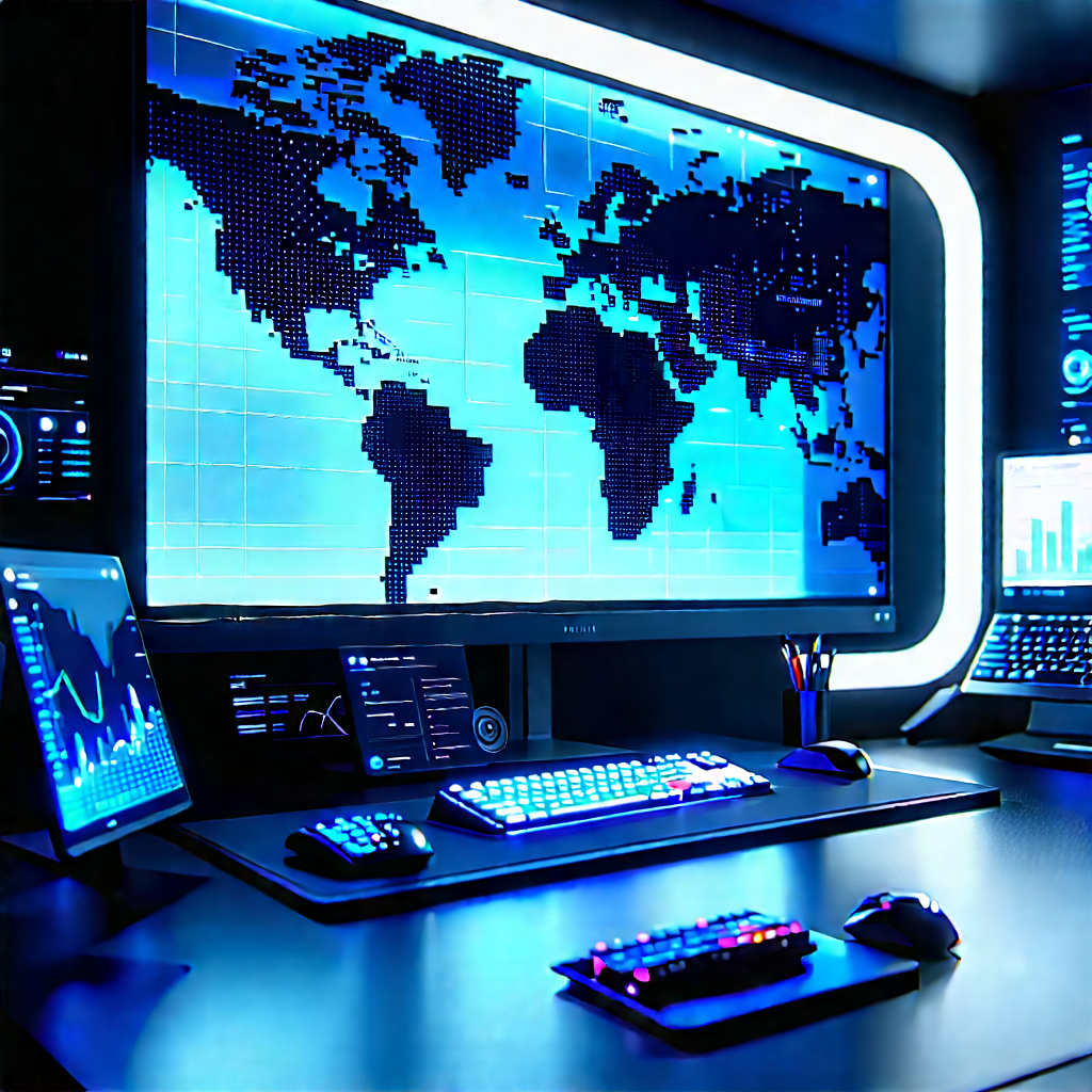Futuristic digital workspace