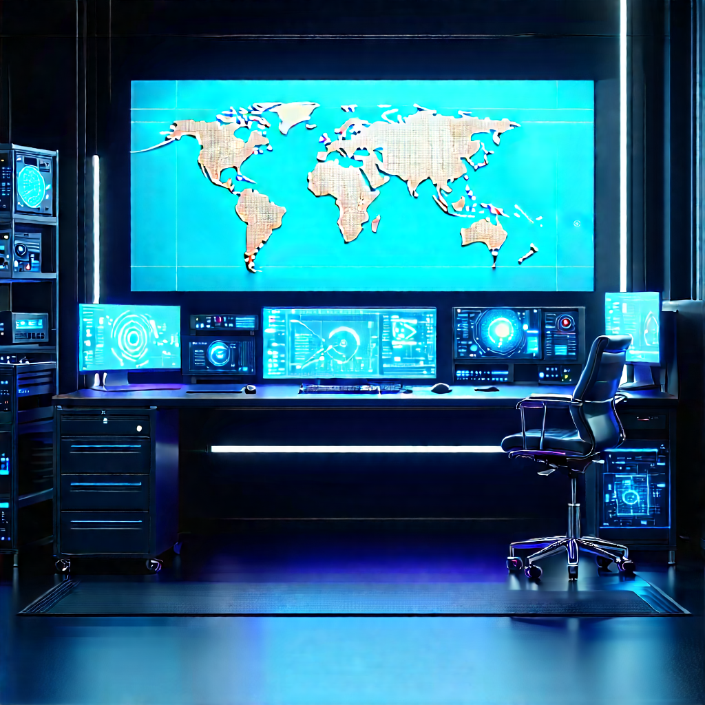 (futuristic:1.47) Digital Workspace With Futuristic Control