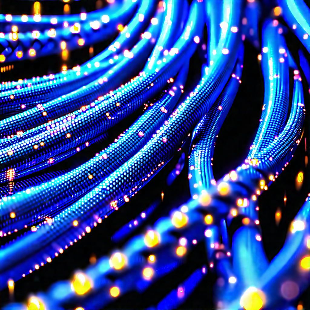 Close-up of fiber optic cables