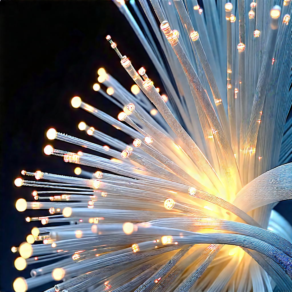 Close-up of fiber optic cables