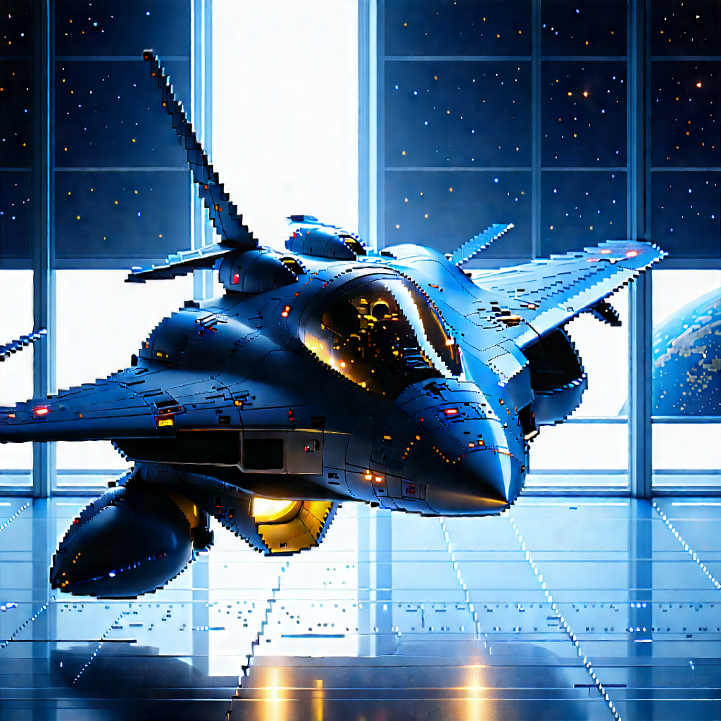 Aerospace Technology In Research Center With Blue Fighter