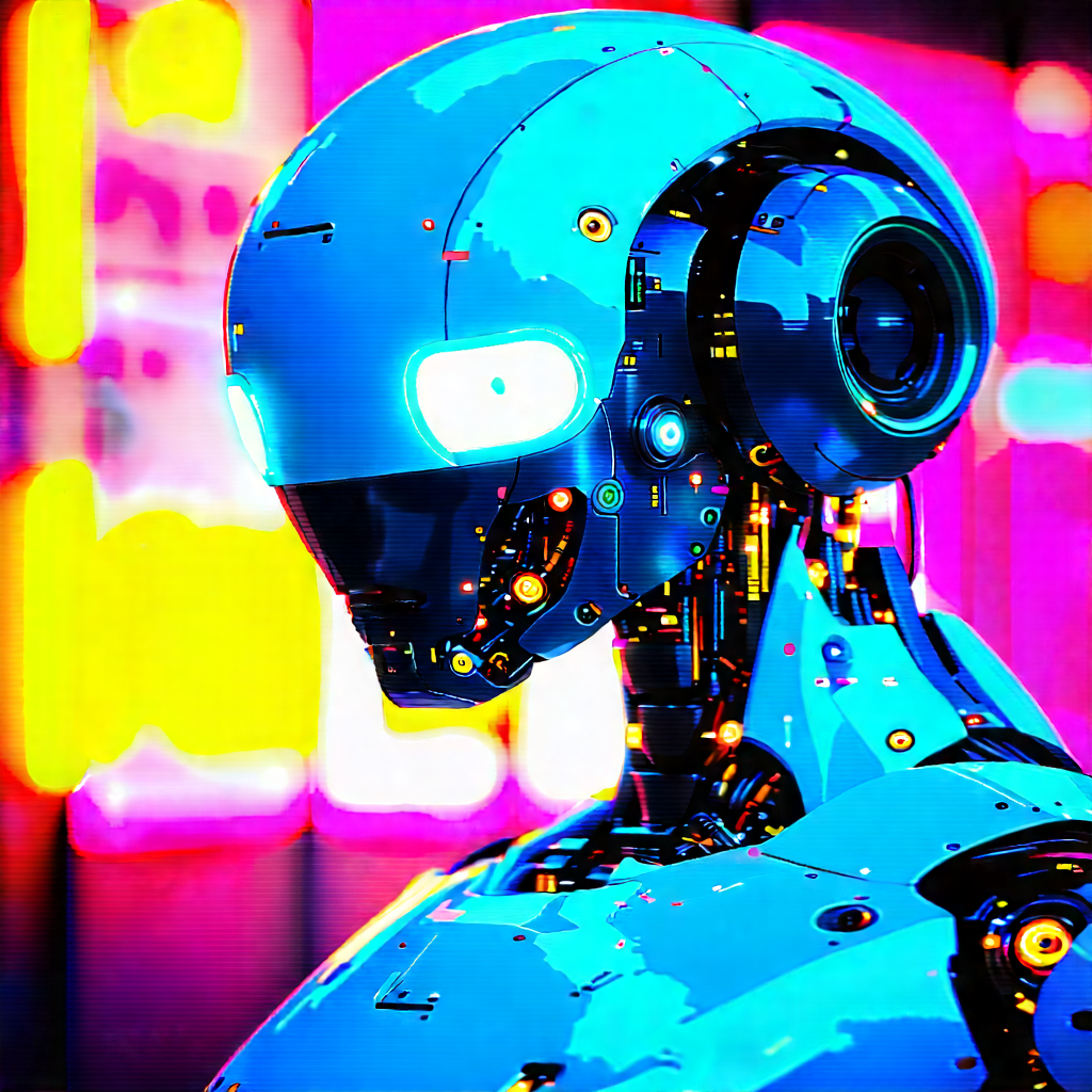 Robot With Neon Accents With Futuristic Robot