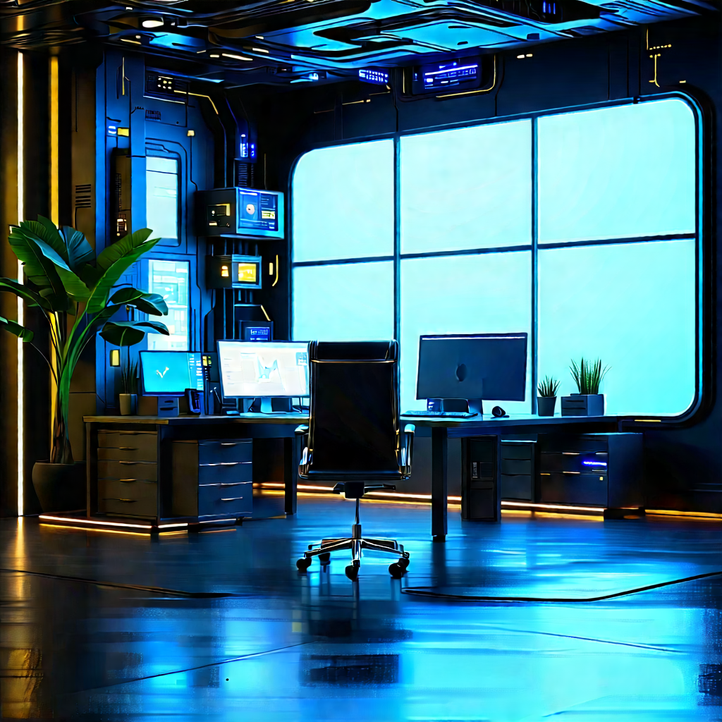 Futuristic Tech Startup Office With Image, There