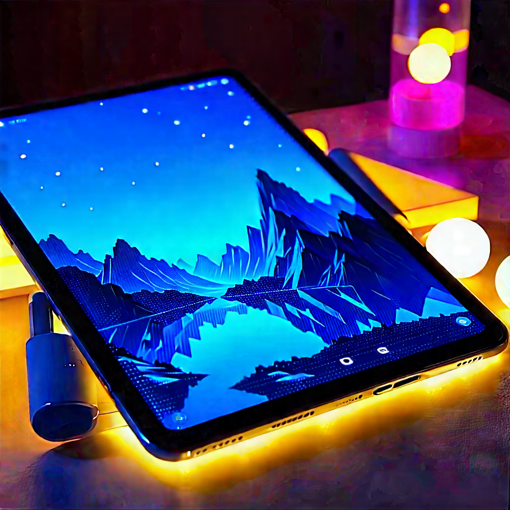 Tablet With Glowing Screen With Large Tablet