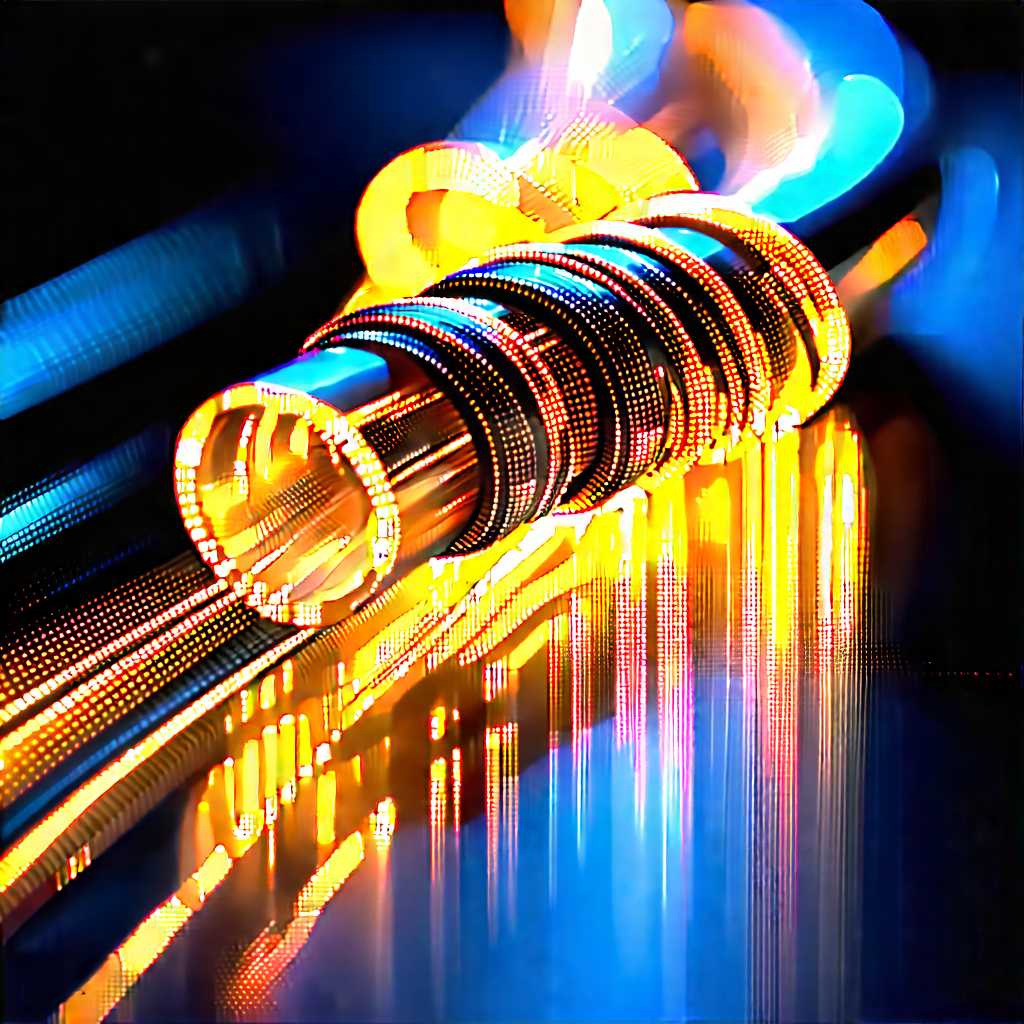 Close-up of fiber optic cables