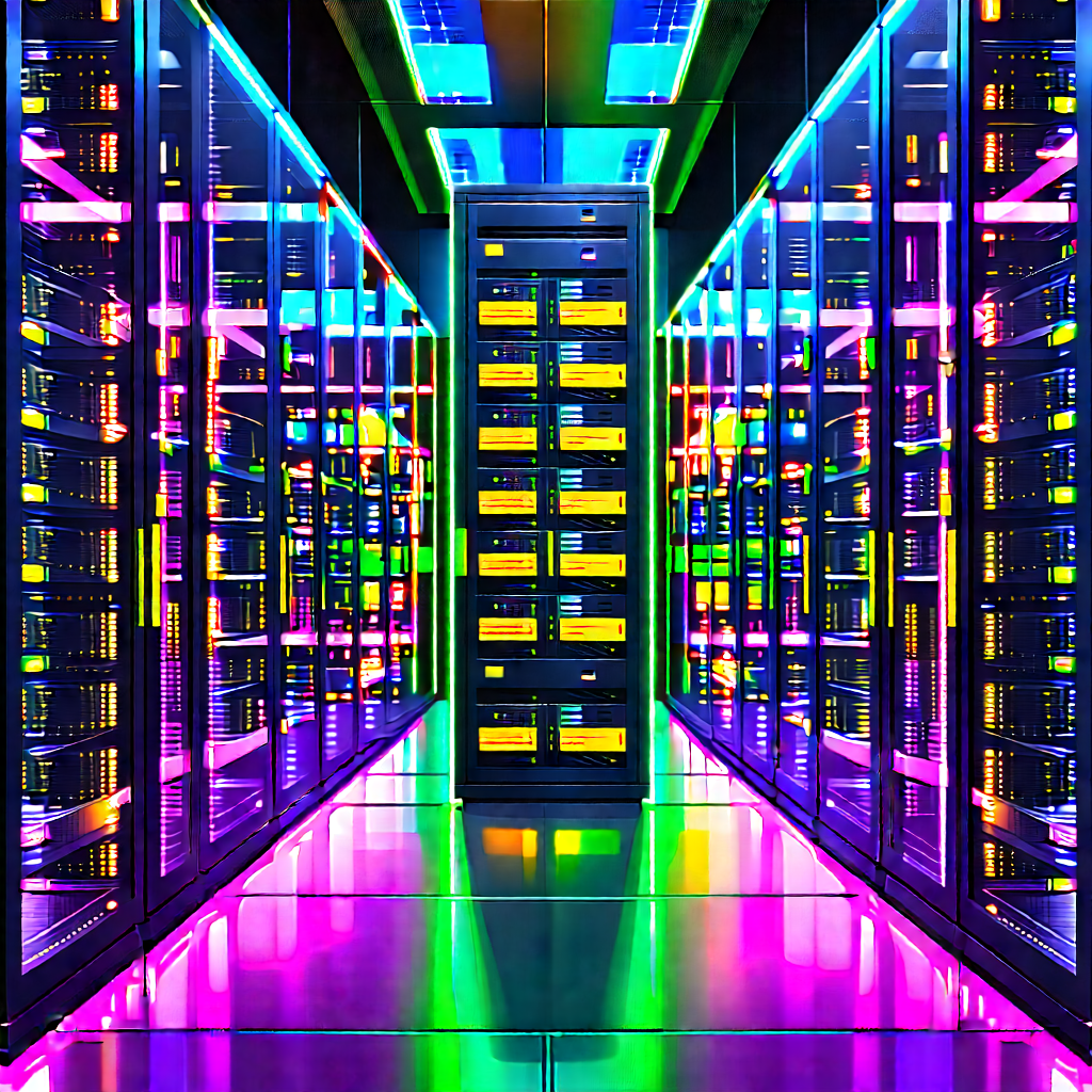 Server Rack With Neon Accents With Image, There