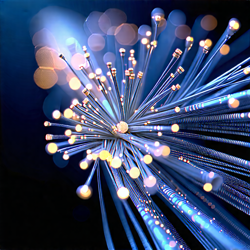 Close-up of fiber optic cables