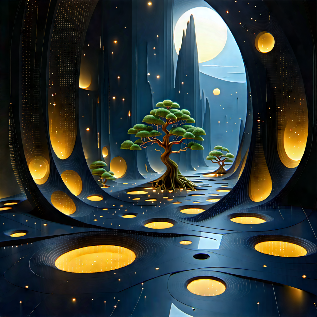 (futuristic:1.27) (digital:1.44) Workspace With Image, There