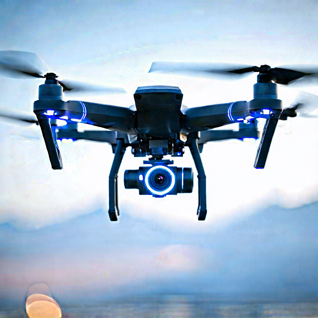 Drone With Holographic Display With Black Blue