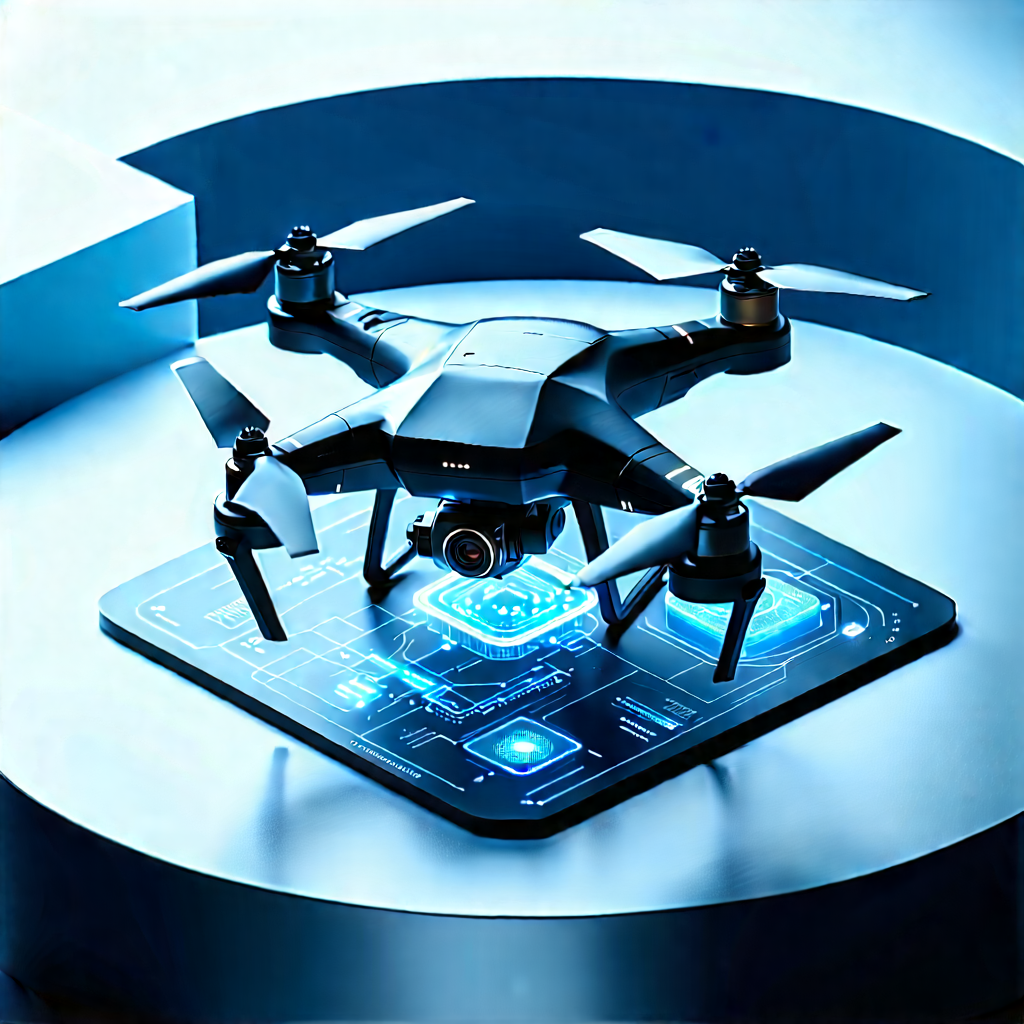 Drone With Data Visualization With Black Drone