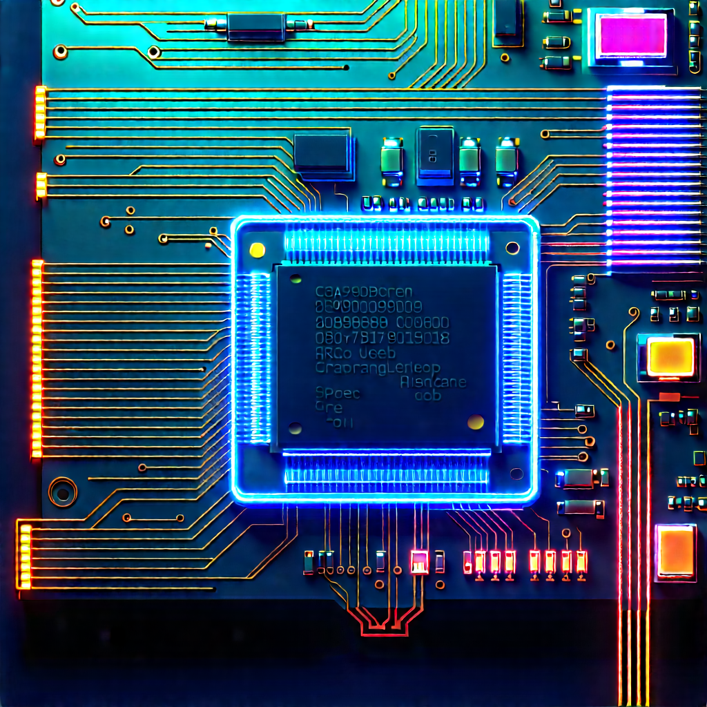 Circuit board with neon accents
