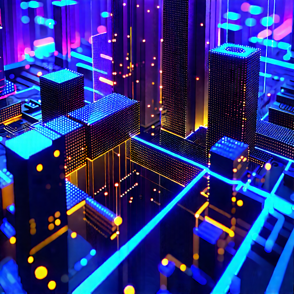 Close-up Of Sensor Array With Futuristic Cityscape