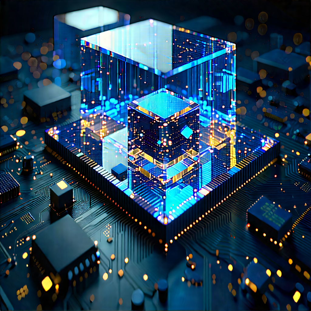 Quantum Computer With (digital:1.41) Particles With Close-up Computer