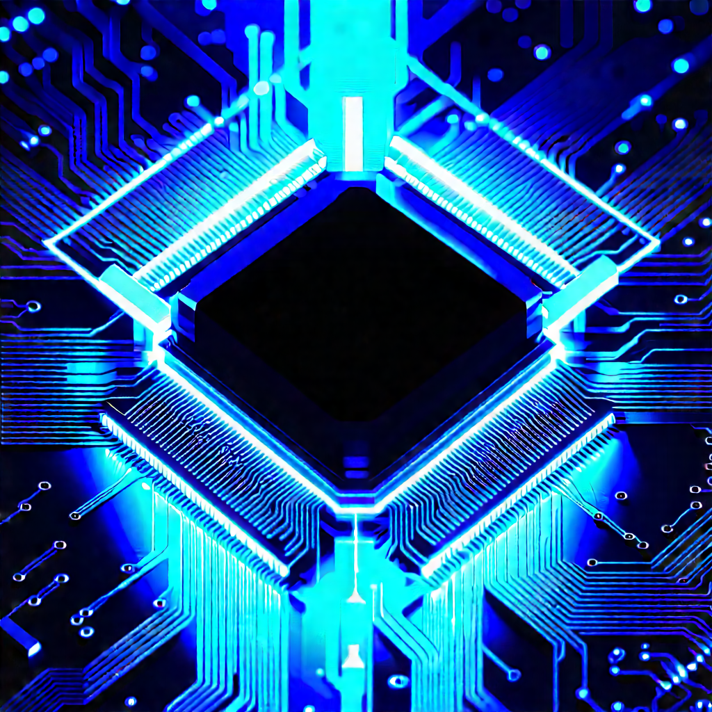 Microchip with blue light (glow:1.34)