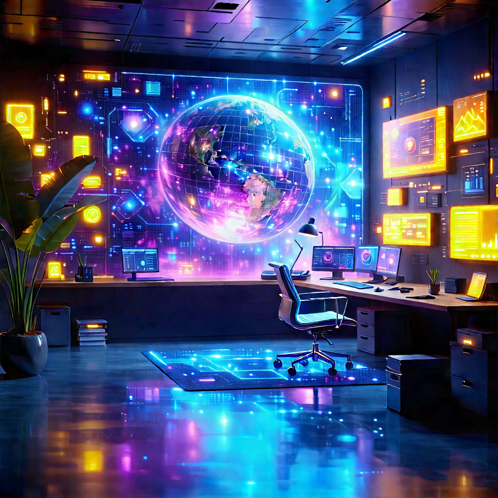 Futuristic Tech Startup Office With Image, There