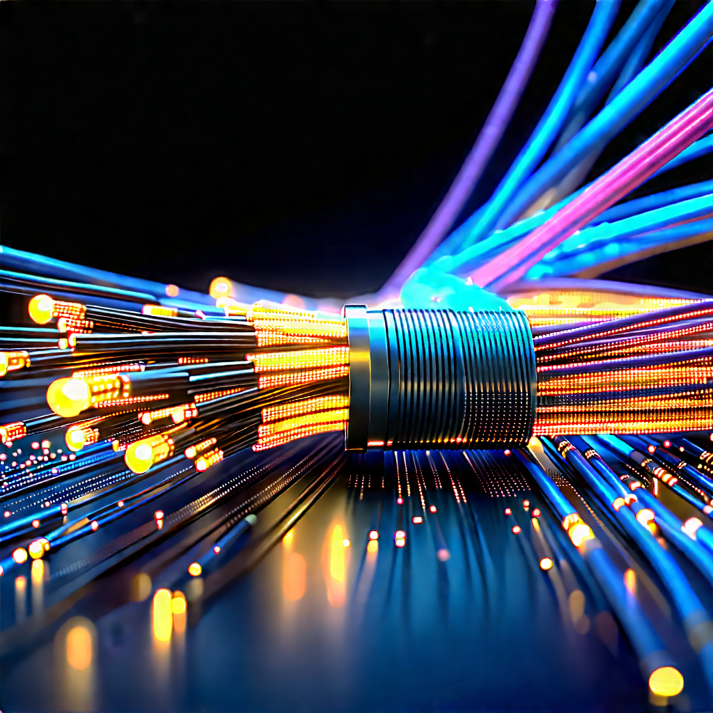 Close-up Of Fiber Optic Cables With Close-up Bundle