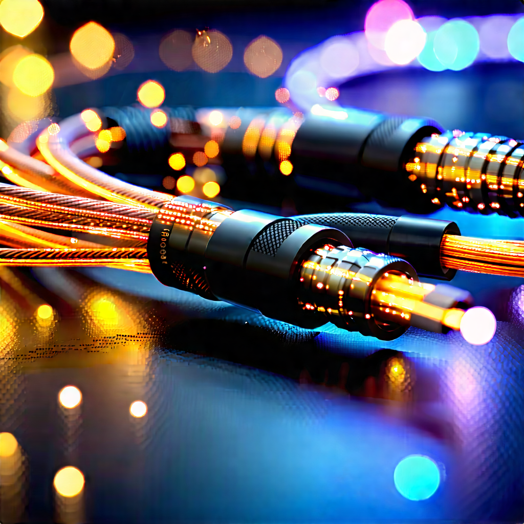 Close-up Of Fiber Optic Cables With Close-up Pair