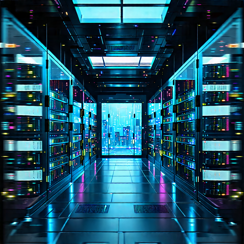Futuristic Server Room With Futuristic, Blue-toned