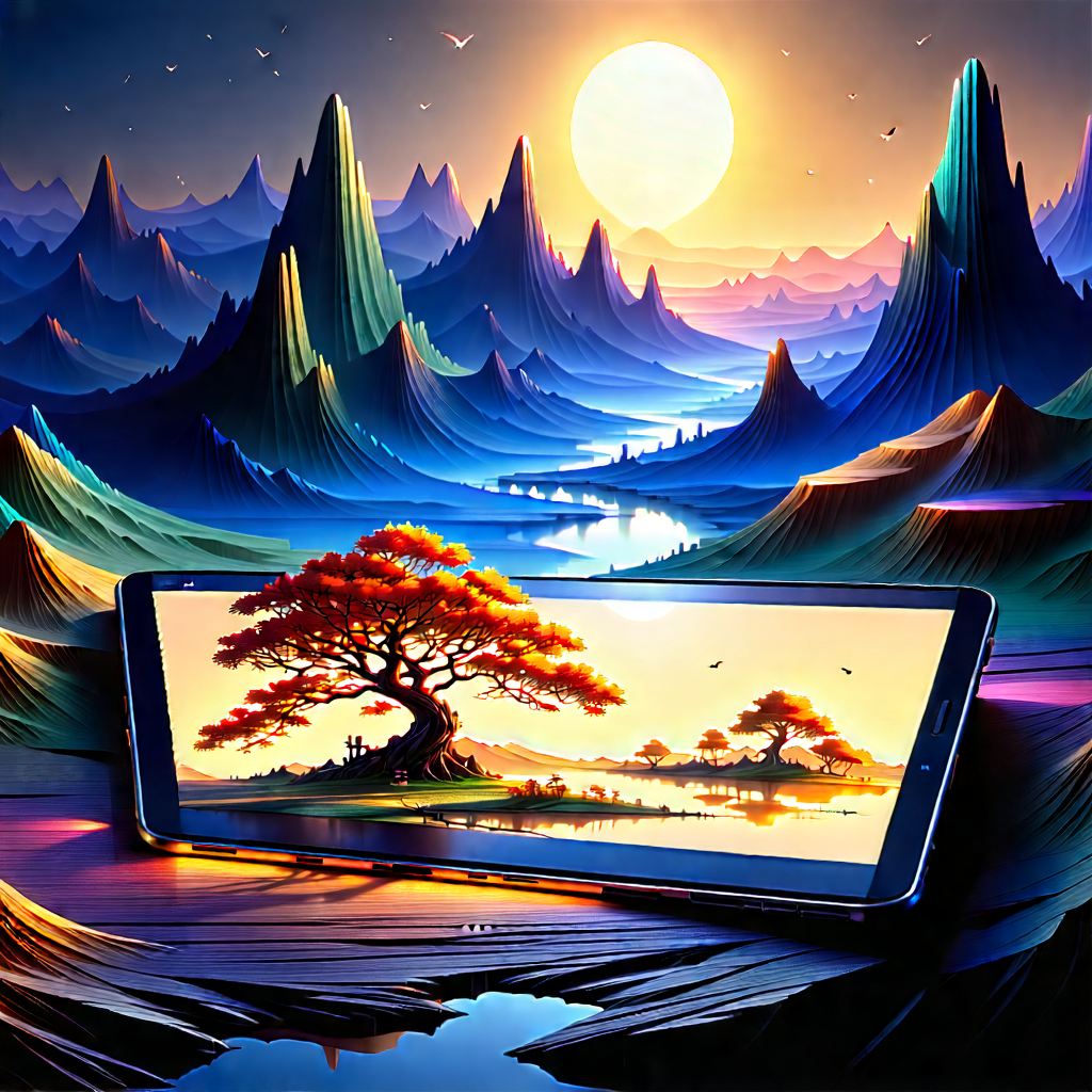 Tablet With Digital Artwork With Cell Phone