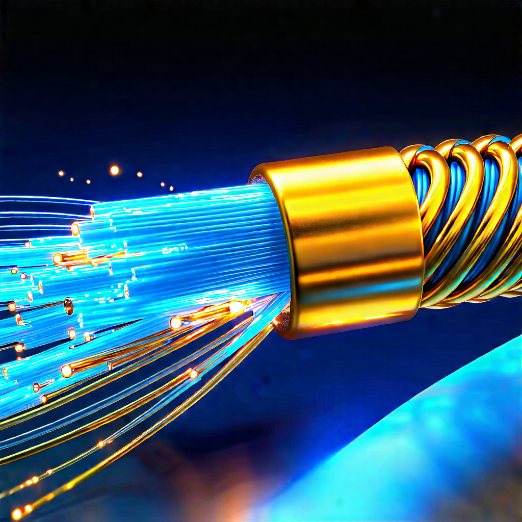 Close-up Of Fiber Optic Cables With Close-up Blue