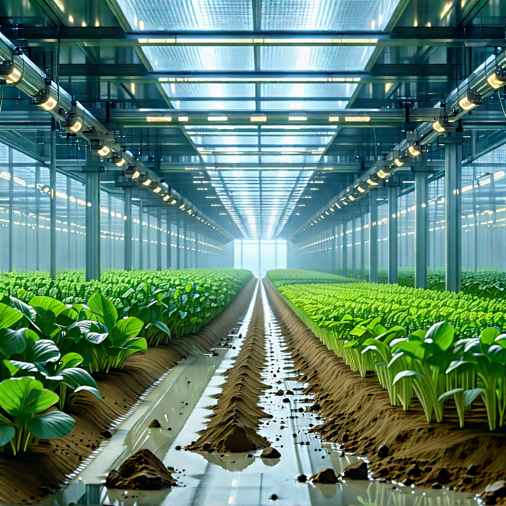 Agricultural Technology In Manufacturing Facility With Large, Well-lit