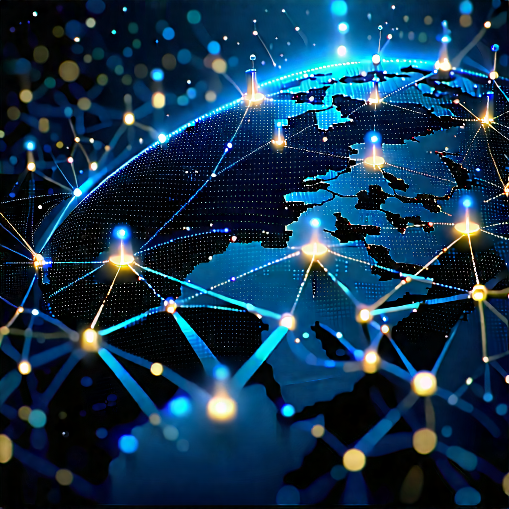 Blockchain Network Visualization With Blue White
