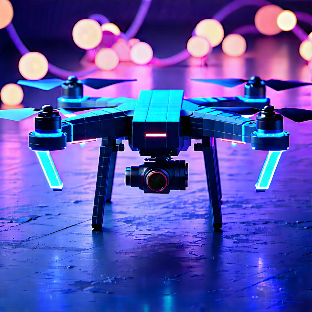 Drone With Glowing Screen With Small Drone