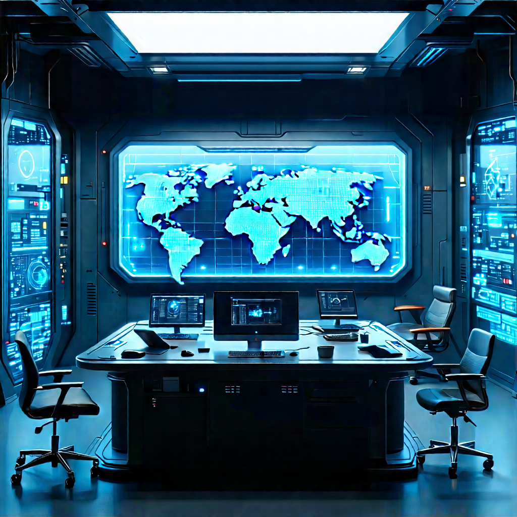 Futuristic tech startup office