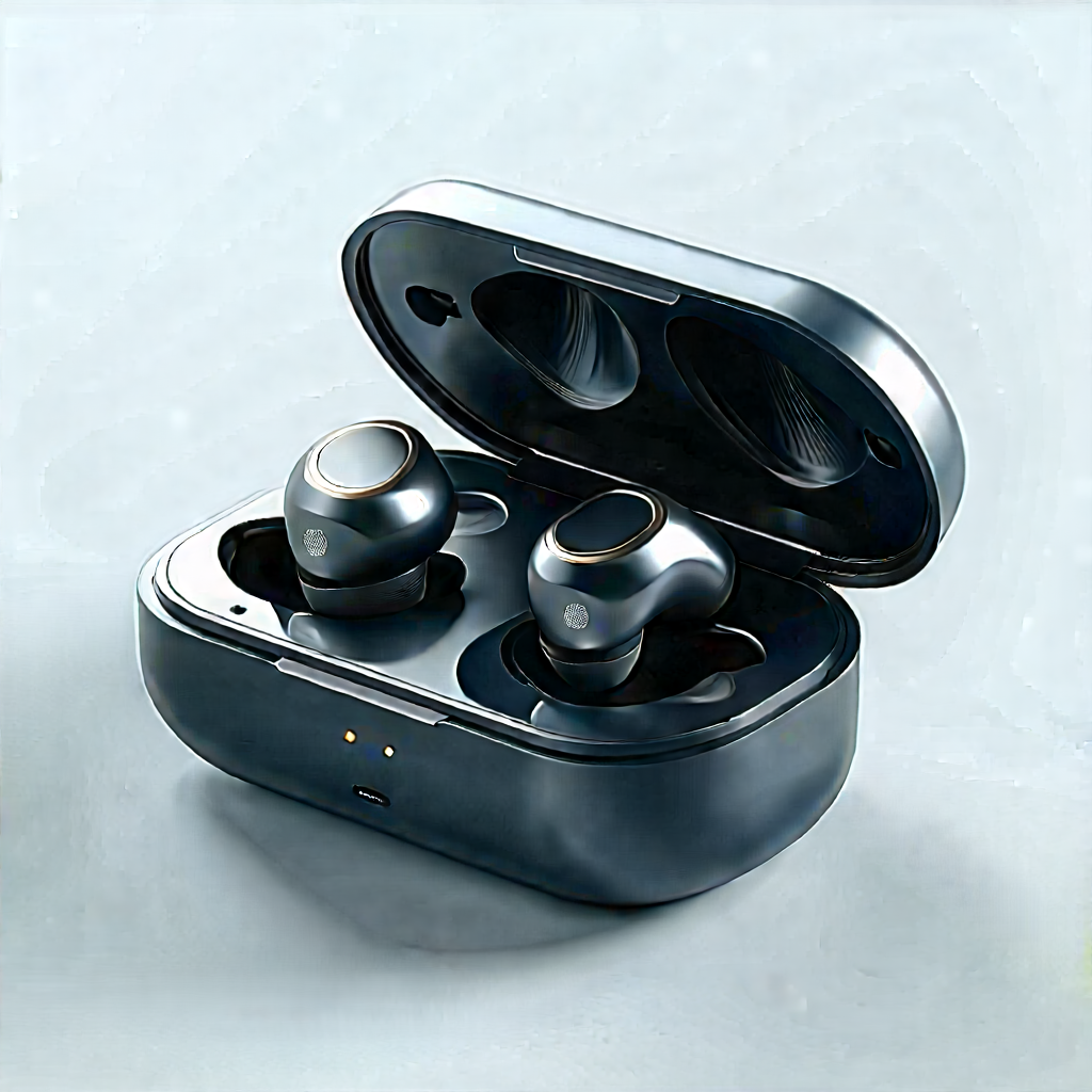 Wireless Earbuds With Digital Artwork With Black Lid,
