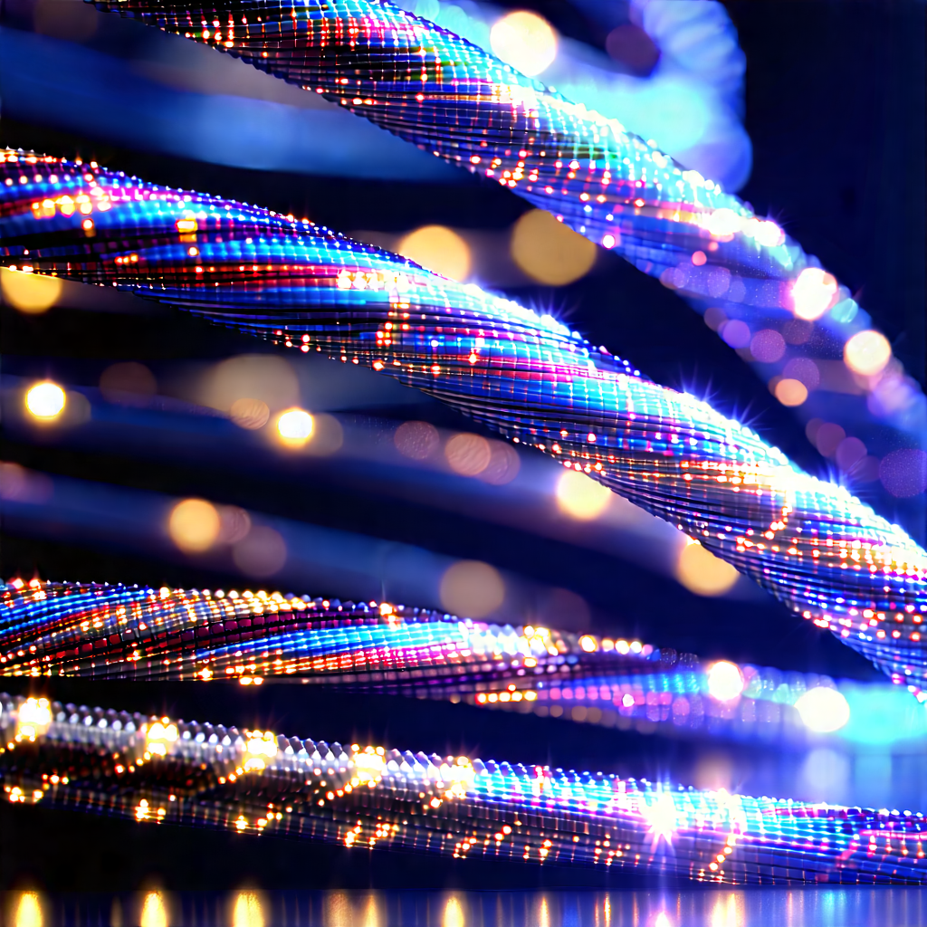 Close-up Of Fiber Optic Cables With Close-up Blue
