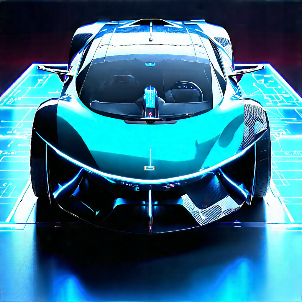 Innovative Electric Vehicle (design:1.46) With Futuristic Blue